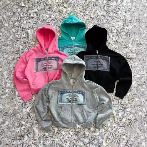 European and American-style unisex cute hoodies, oversized sweatshirts for teens, casual clothing with thick zippers