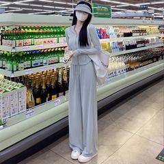 灰色の氷糸日焼け止め服女性の夏の修身ヨガ服コートガードル2024新型ジッパーカーディガン