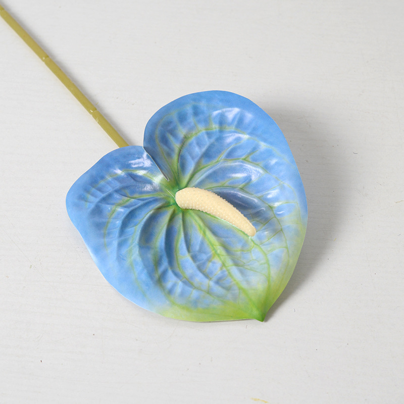 Flor artificial flor azul material boda salón decoración del hogar Rosa artificial Flor de plástico al por mayor