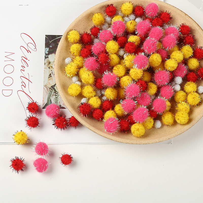 multicoloured colored plush puffer ball