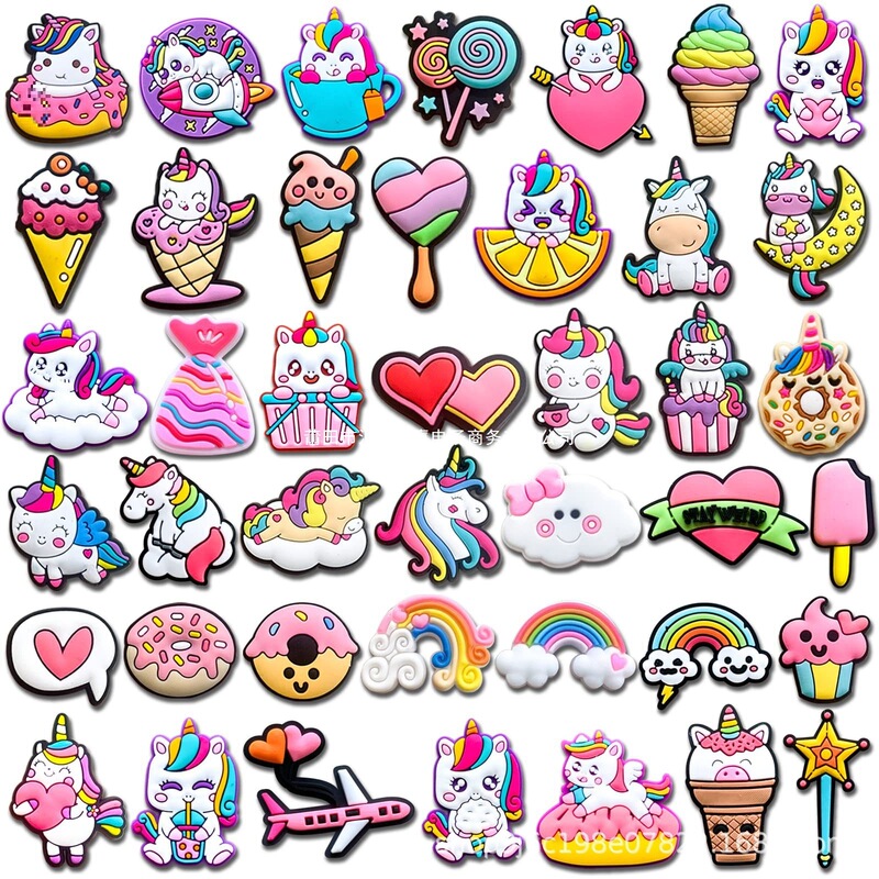 Rainbow Pony Buckle Cute Gift Decoration Accessories Garden Shoes Cartoon Shoes Flower Cute Shoe Buckle Unicorn Hole Shoes