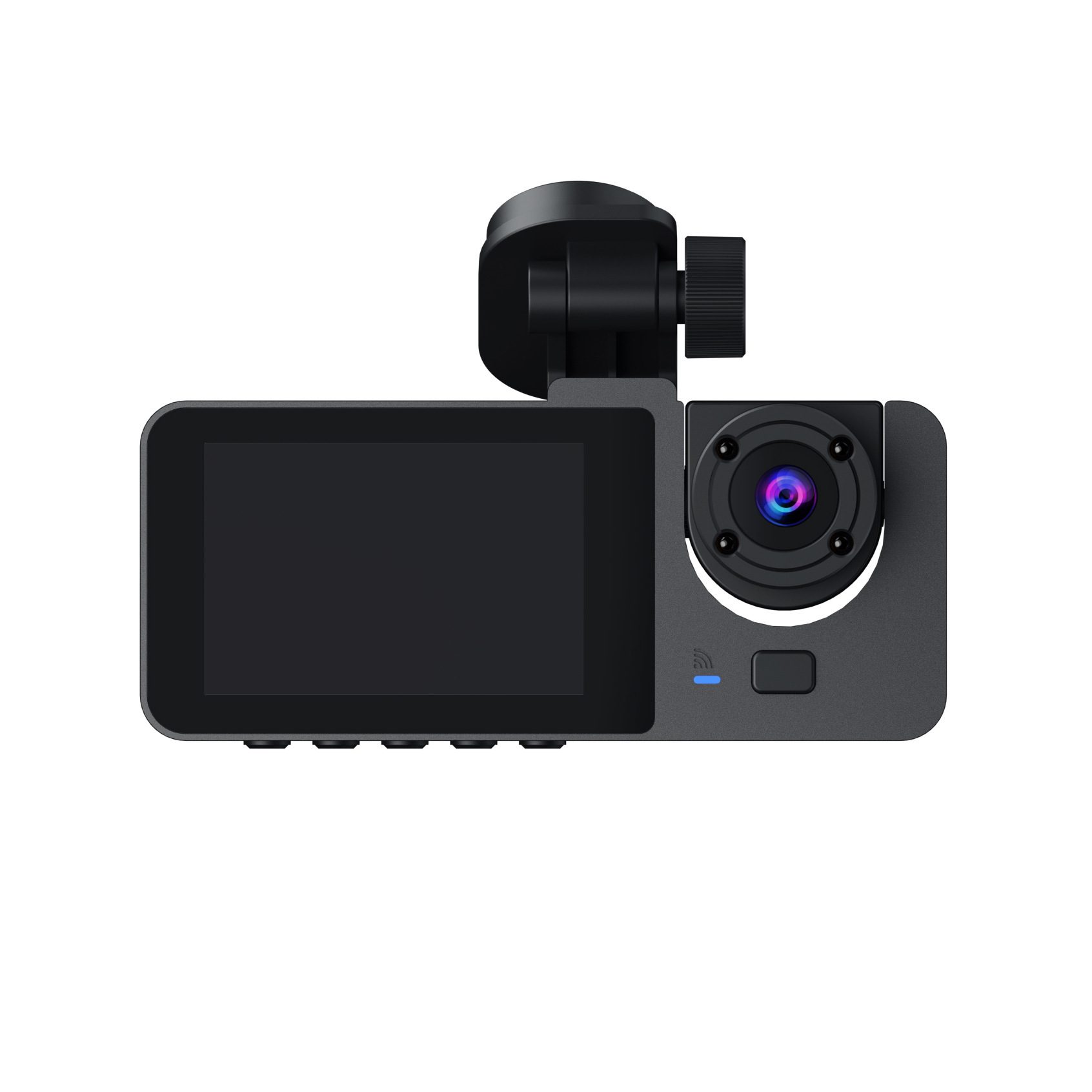 Three-Lens Dash Cam with Simultaneous Display of Front and Rear Footage, High-Definition Night Vision, Wifi, and Mobile Phone Connectivity