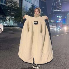 ベルベット肥厚ラムウールコート女性のための 2024 冬の新しい綿コートミッドレングス膝上韓国スタイルルーズ香港スタイルジャケット