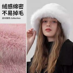 跨境爆款渔夫帽仿狐狸水貂秋冬百搭时尚加厚保暖毛绒盆帽日系外贸