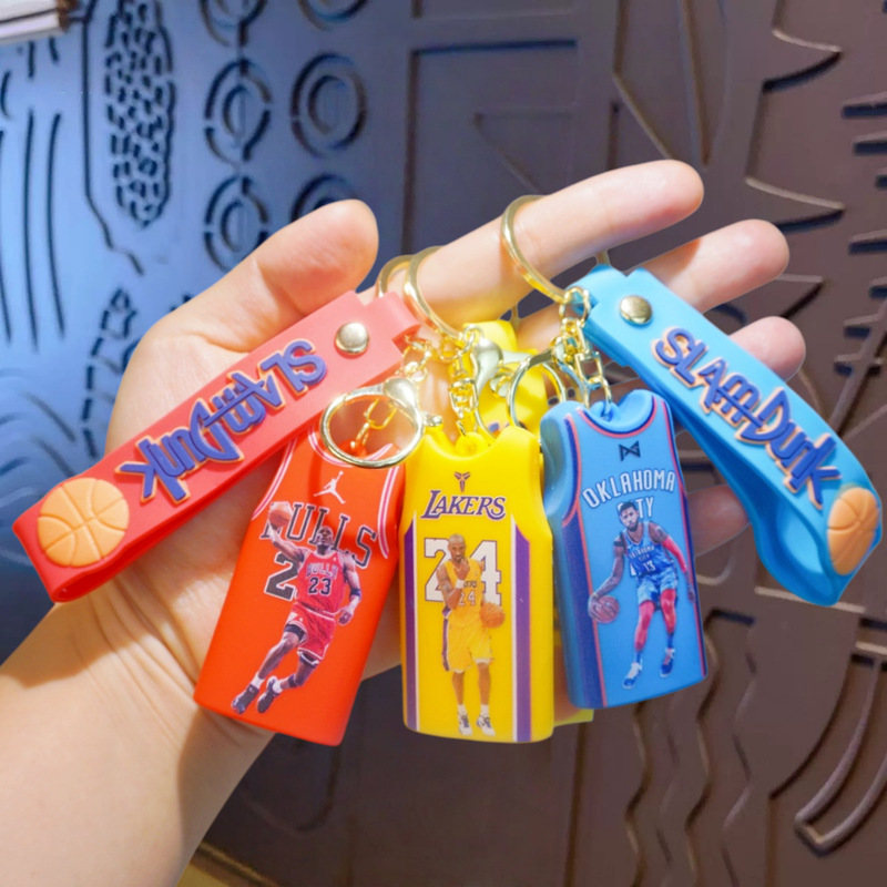New Product Nba Jersey Keychain Kobe James Basketball Star Jordan Pvc Keychain Wholesale Backpack Pendant