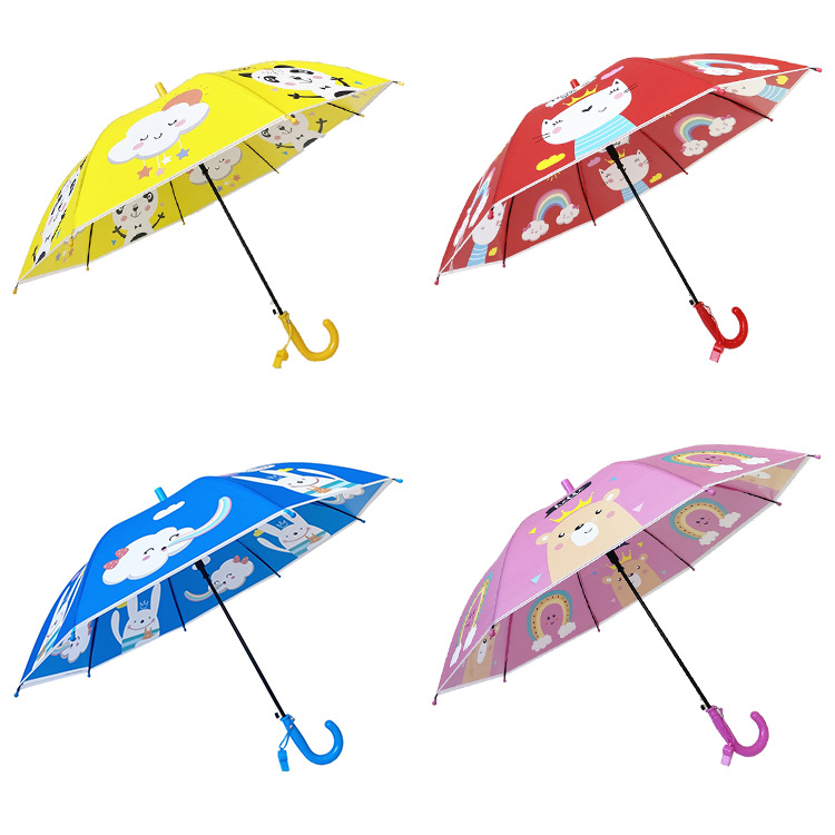 Umbrella factory direct supply in stock printed logo cute cartoon kindergarten children umbrella automatic umbrella POE umbrella