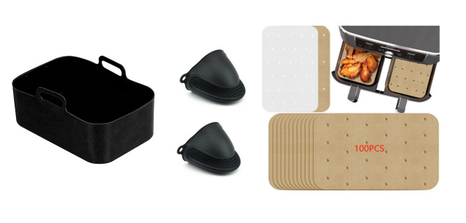 Rectangular de doble olla de silicona sartén freidora de aire accesorios DZ201 silicona para hornear olla de silicona