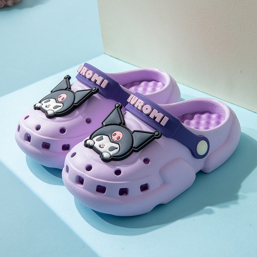 Qidan Shoe Factory Cartoon Croc Shoes Girls' Cute Soft Sole Kuromi Children's Sanrio Baby Two-Wear Slippers