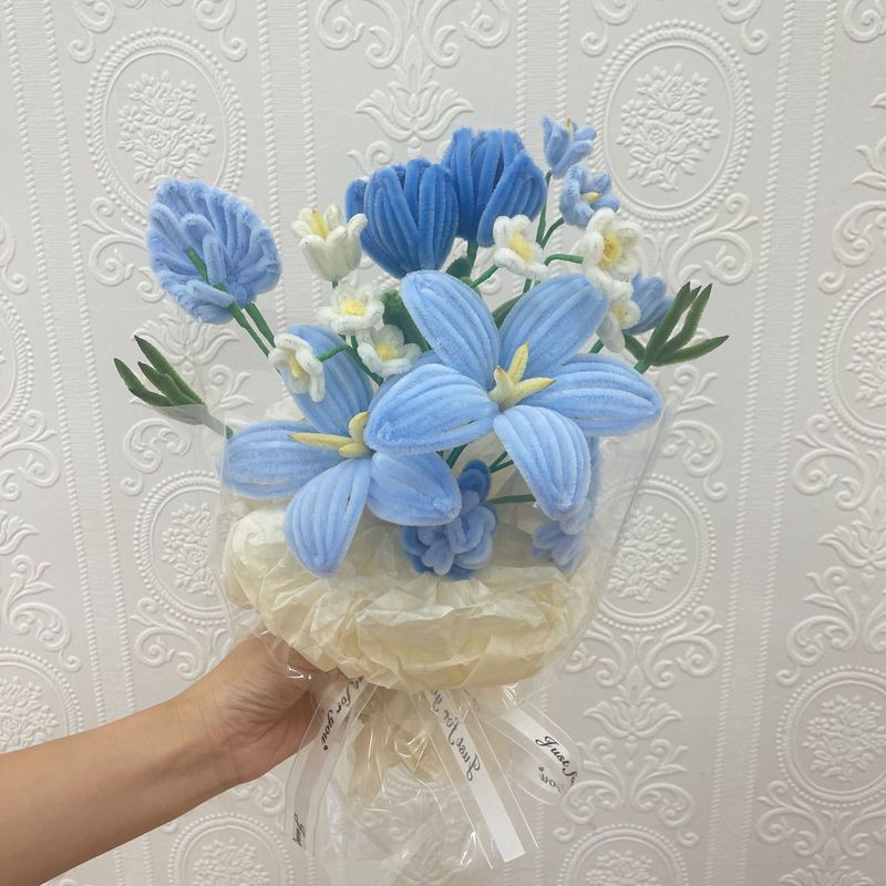 扭扭棒成品花束材料包手工diy毛根郁金香超密款彩色毛条儿童玩具|undefined