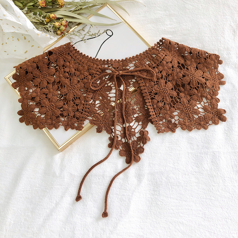 Primavera y verano estilo coreano encaje hueco chal mujer simple falda camisa desgaste exterior falso collar decorativo chaleco