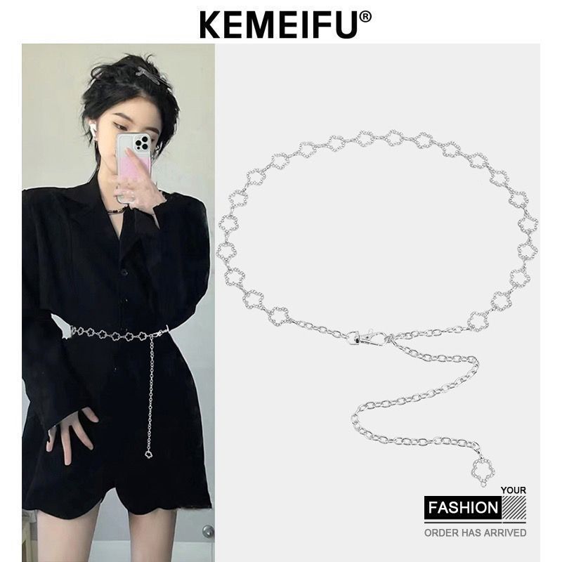 High-grade Pearl waist chain accessories women's rhinestone chain belt decoration with skirt jeans chain ins summer