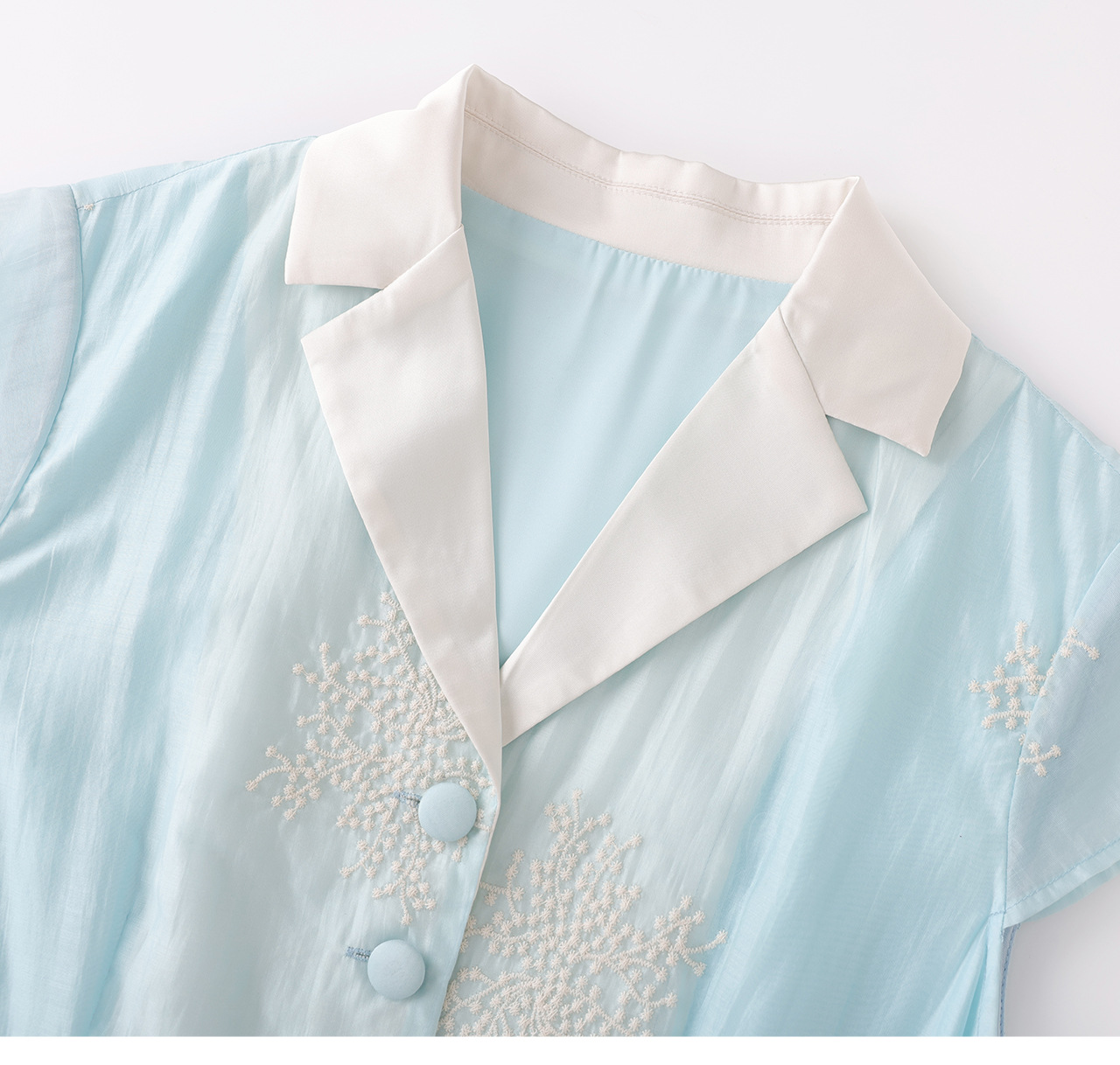 Đầm maxi nữ thắt eo tay phồng nhẹ dáng suông — xanh lam chi tiết 18