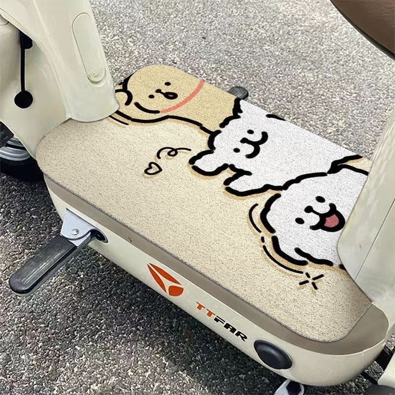 Electric Car Floor Mats Cartoon Cute Puppy Free Cutting Dust Removal and Dirt-Resistant Universal Anti-Slip Wire Ring Foot Mats for Delivery
