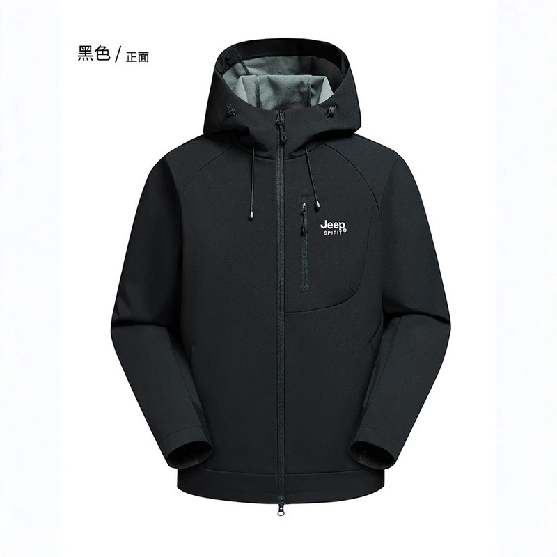 JEEP SPIRIT 2026 New Men's Autumn and Winter Warm Fleece-Lined Jacket, Windproof, Waterproof, and Durable Coat