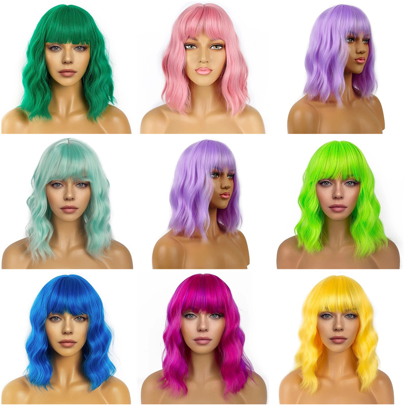 Universal Wig Cosplay Amazon Temu European and American Women's Short Hair Multi-Colored Cosplay Short Curly Wig Wholesale Universal Wig Cosplay Amazon Temu European and American Women's Short Hair Multi-Colored Cosplay Short Curly Wig Wholesale