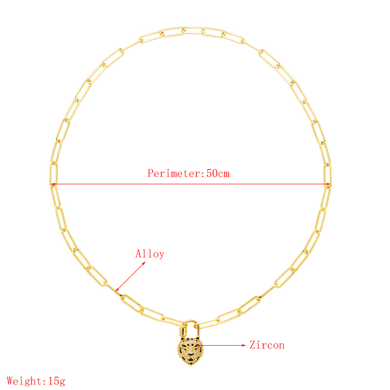 Mode Kupfer Mikro-eingelegte Zirkon Tiger Form Anhänger Halskette display picture 1