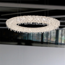 新款设计师椭圆水晶吊灯别墅酒店会所大堂工程灯具高端定制生产