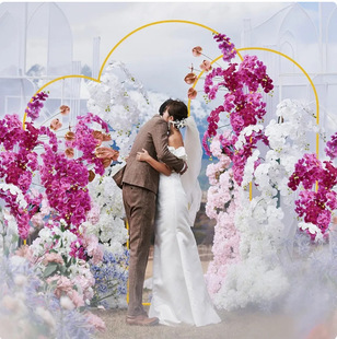 Cross-Border Hot Selling Golden 7.2ft Iron Arch Frame Wedding Road Guide Balloon Stand Photography Background