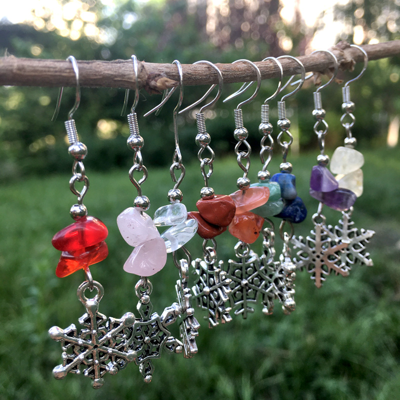 Fashion Snowflake Crystal Beaded Drop Earrings 1 Pair