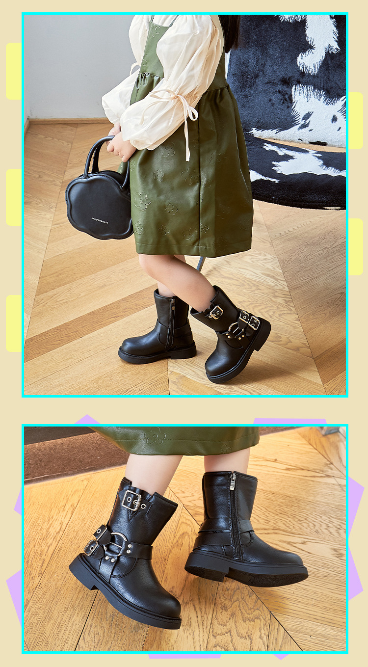 Scarpe per bambini nuovi stivali in pelle per bambini grandi in stile britannico per autunno e inverno, scarpe in pelle con suola morbida per bambini_voghion.com