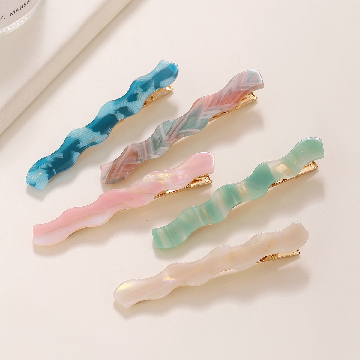 Nicho de estilo coreano clip en forma de onda femenino ins estilo Super caliente flequillo lateral clip pico de pato todo partido horquilla de acetato