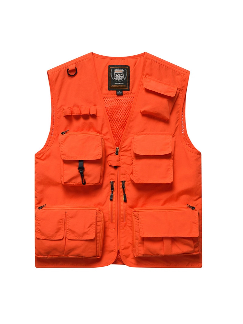 Chaleco de herramientas de bolsillo masculino equipo delgado al aire libre chaleco transpirable de hombro deportivo de tamaño grande se puede imprimir LOGO