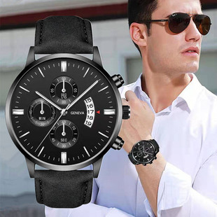 Factory wholesale hot foreign trade watch cross-border belt quartz watch fashion calendar men's watch business watch