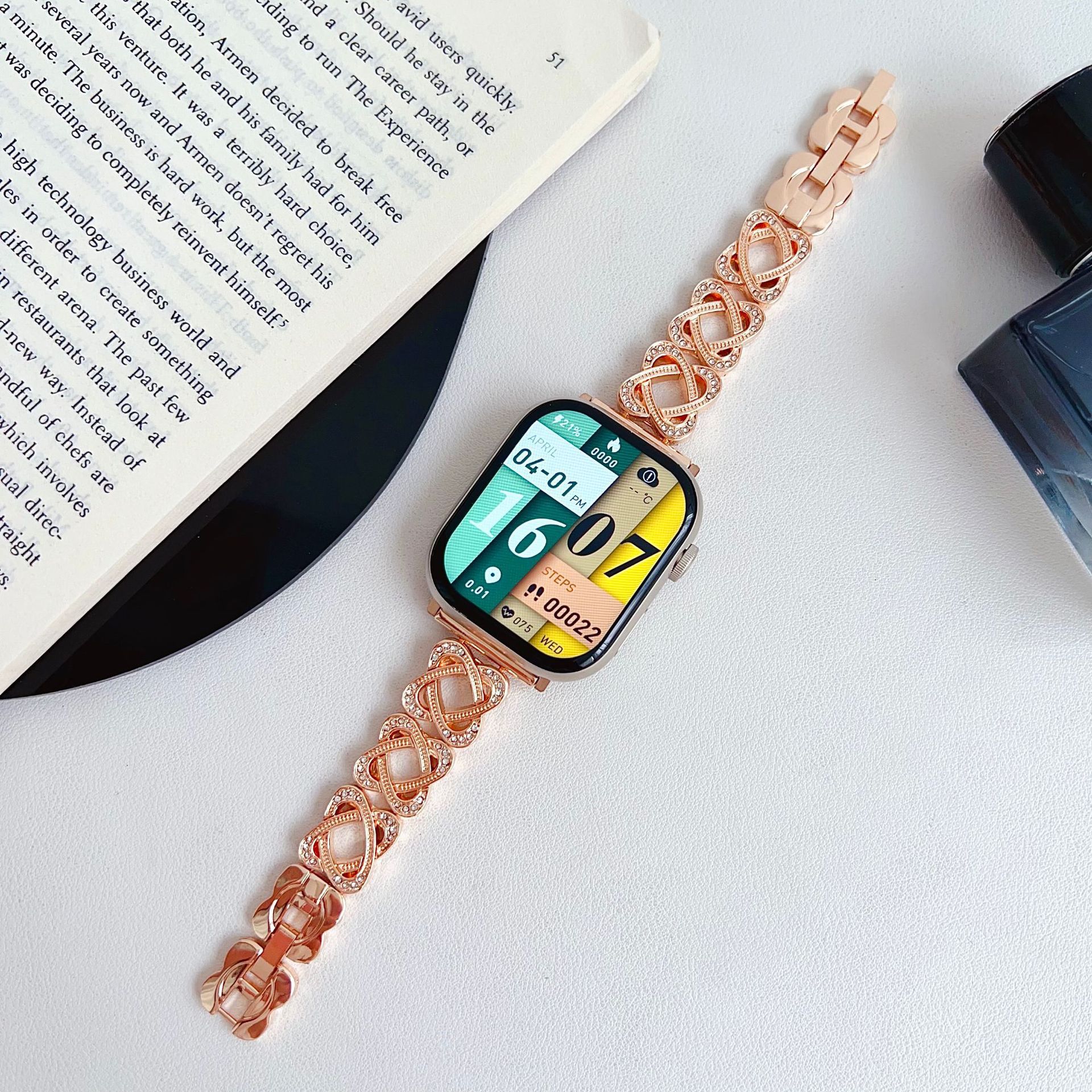 Para Apple 6789 generación pulsera Apple watch SE diamantes correa de cadena de metal universal