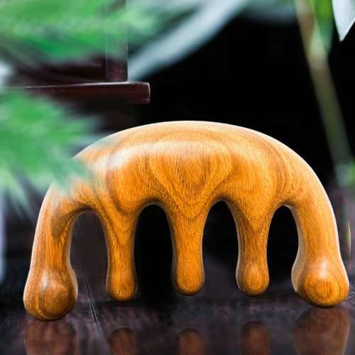 Wholesale meridian massage comb green sandalwood comb head massage wide tooth ball head sandalwood comb sandalwood comb small household