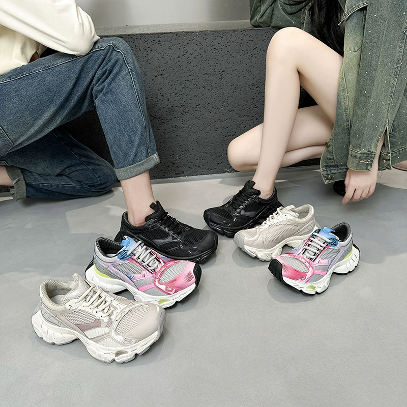 Парижский новый степлер пап обувь женская 2024 повседневная толстая подошва для повышения воздухопроницаемости сетка спортивная пара обувь для мужчин и женщин