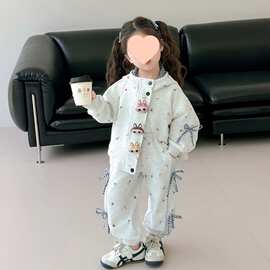 女童春秋新款2026小女孩长袖连帽运动套装女宝宝冬秋款外穿一件代