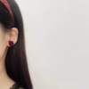 Retro burgundy earrings contains rose, winter ear clips, mosquito coil