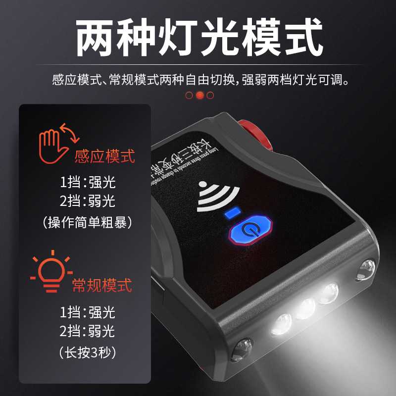 camping headlight pesca especial carga luz de inducción alta luz LED super brillante cabeza montada en el cebo sombrero sombrero lámpara de clip de sombrero