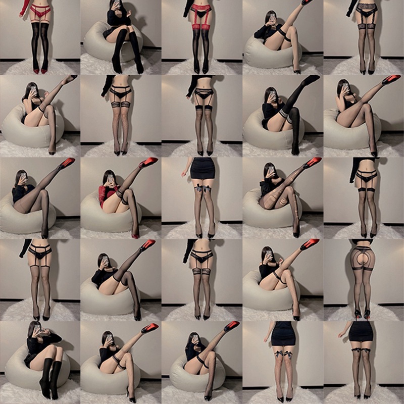 Women's Sexy Open Stockings Free from Couple's Temptation Over-the-knee Tear Stockings Fishnet Stockings Long Barrel Garter Stockings