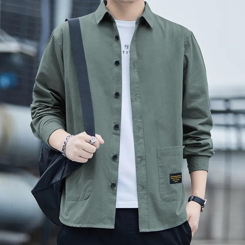 2024 Spring and Autumn Washed Cotton Men's Shirt Long Sleeve Soft Skin Friendly Shirt Loose Version Large Size Men's Jacket