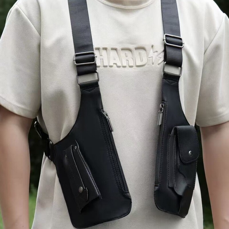 Amazon Men's Retro Strap Underarm Satchel Multi-functional Shoulder Bag Women's Outdoor Mobile Phone Bag Portable