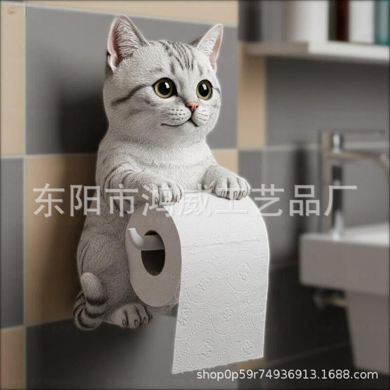 クロスボーダー新樹脂像工芸品ペンダントトイレ壁掛けロール紙かわいい猫ロール紙収納猫|undefined
