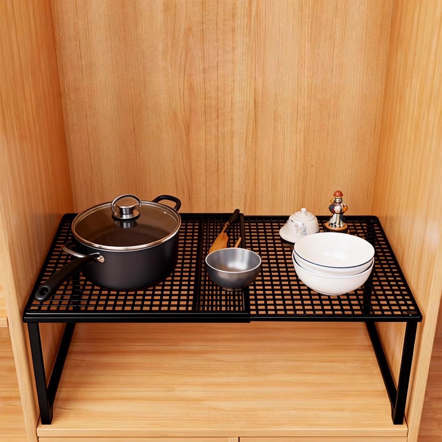 Kitchen Storage Layered Storage Rack Thickened Countertop Spice Storage Cabinet Layered Partition Telescopic Iron Shelf