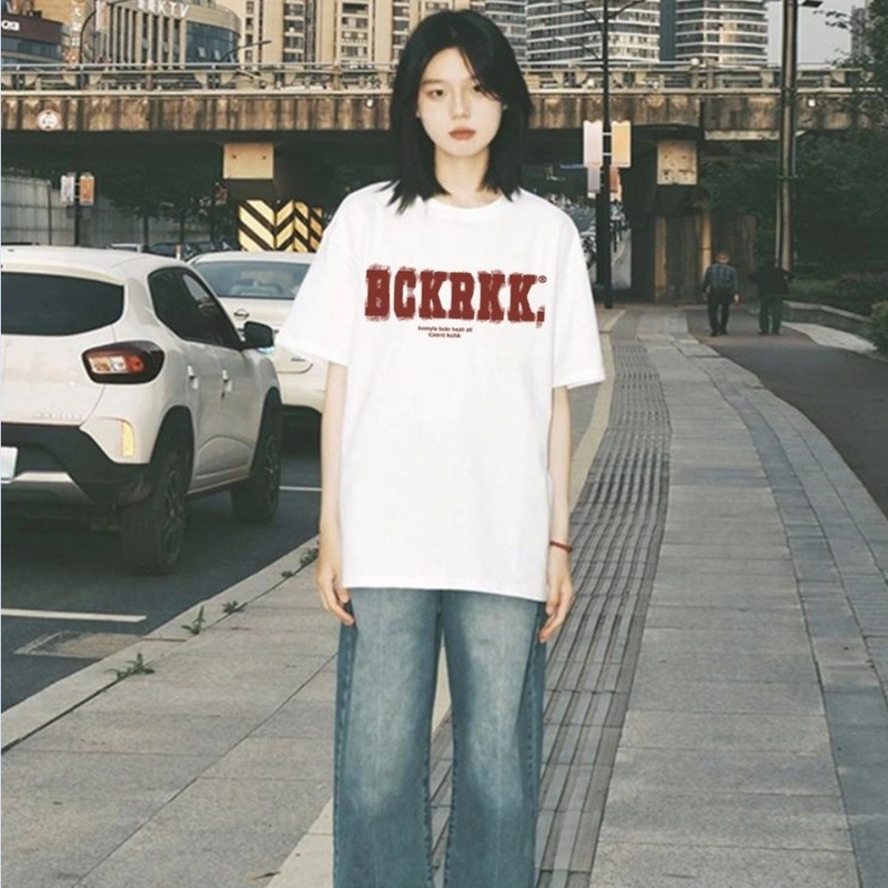 American-style cotton short-sleeved T-shirt women's 200g top T-shirt trendy loose fashion brand ins half-sleeved T-shirt clothes women