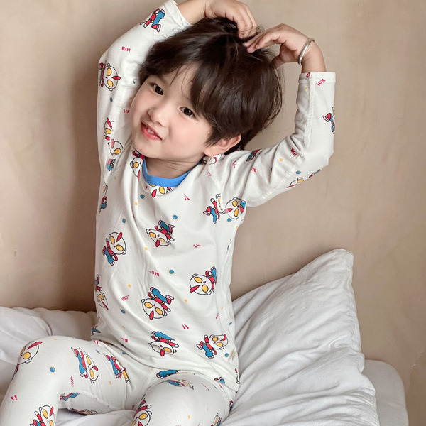 Tong Beijia New Boneless Lycra Suit Children's Long-sleeved Home Clothes Boys and Girls Autumn Clothes and Pants
