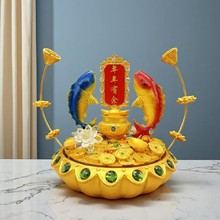 年年有余摆件喷泉风水轮树脂流水摆件家居办公室店面酒店开业礼品