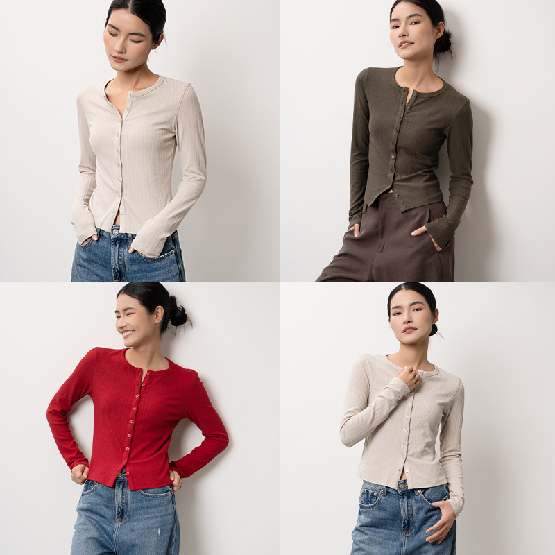 Knitted Cardigan Women's Top Warm and Cold-Resistant Pit Autumn and Winter Outwear Long-Sleeved Texture Elastic Cardigan Knitwear