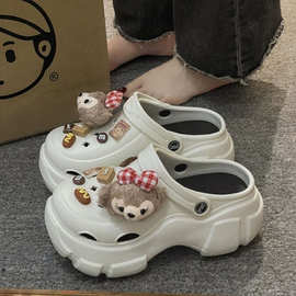 可拆卸鞋花可爱熊diy卡通花鞋配件毛绒洞洞装饰鞋扣小红书同款