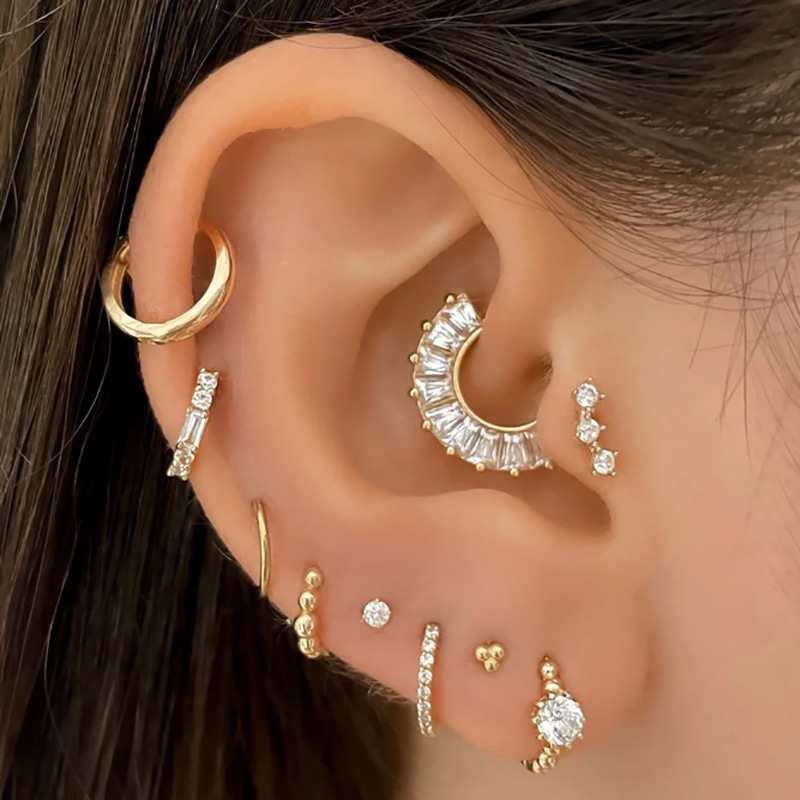 Simple Style Classic Style Geometric Copper Inlay Rhinestones Nose Ring Nose Pin display picture 2