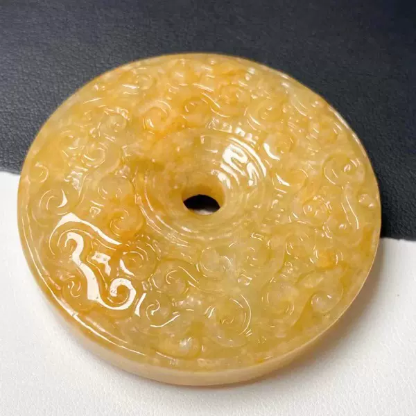 天然a货翡翠黄翡平安扣 玉器玉石吊坠项链挂件直播货源