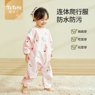 Baby Jumpsuit baby anti-dirty crawling clothes children's coverall autumn and winter coat can be worn outside waterproof anti-fouling integrated