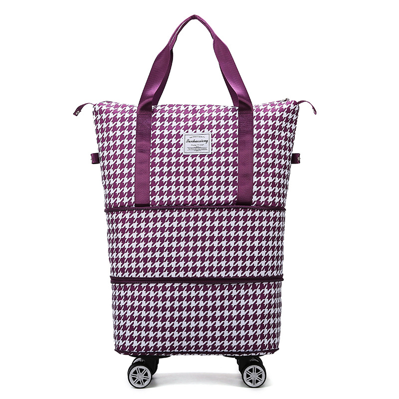 Nuevo bolso de viaje expandible de doble capa de separación en seco y húmedo de gran capacidad transfronterizo, bolso de equipaje con rueda universal portátil para mujer