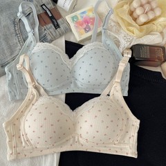 甜美碎花内衣女小胸聚拢薄款透气无钢圈收副乳少女学生高中生文胸