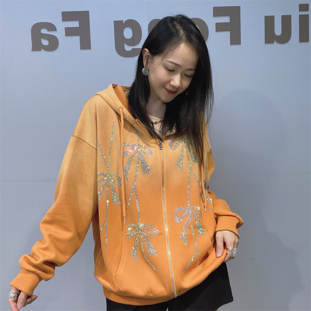 Amazon Europa y Estados Unidos transfronterizos ropa de mujer con capuzas con cremallera Cardigan mujeres otoño y invierno nuevo chaqueta suelta de perforación caliente de industria pesada