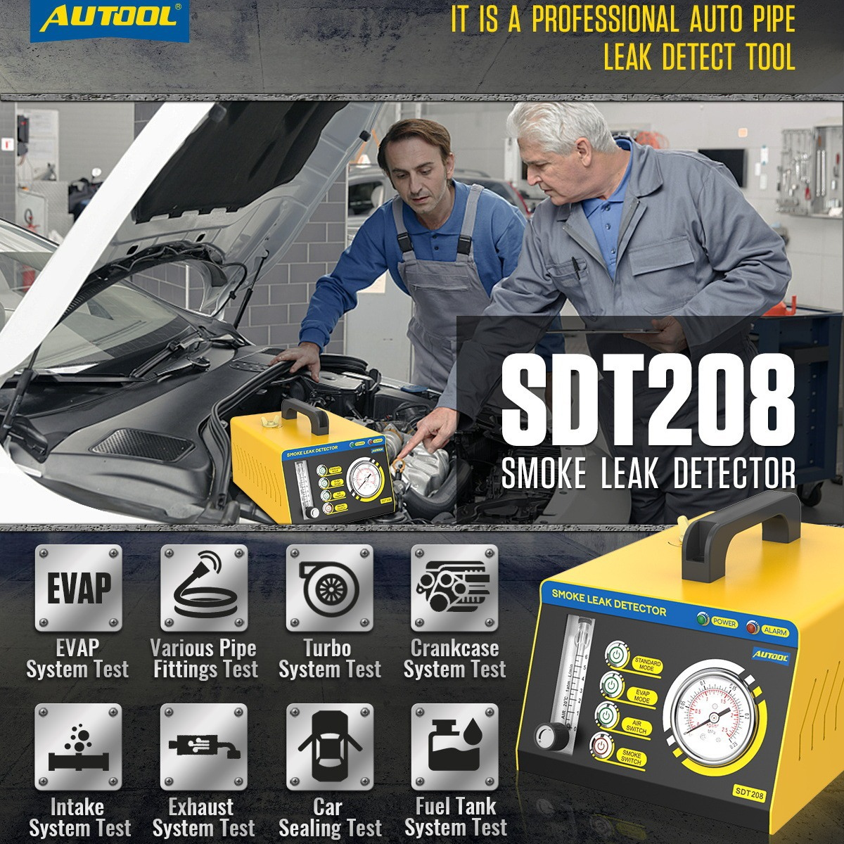 SDT208 Car Smoke Detector Vehicle Electric Pipe Leak Locator